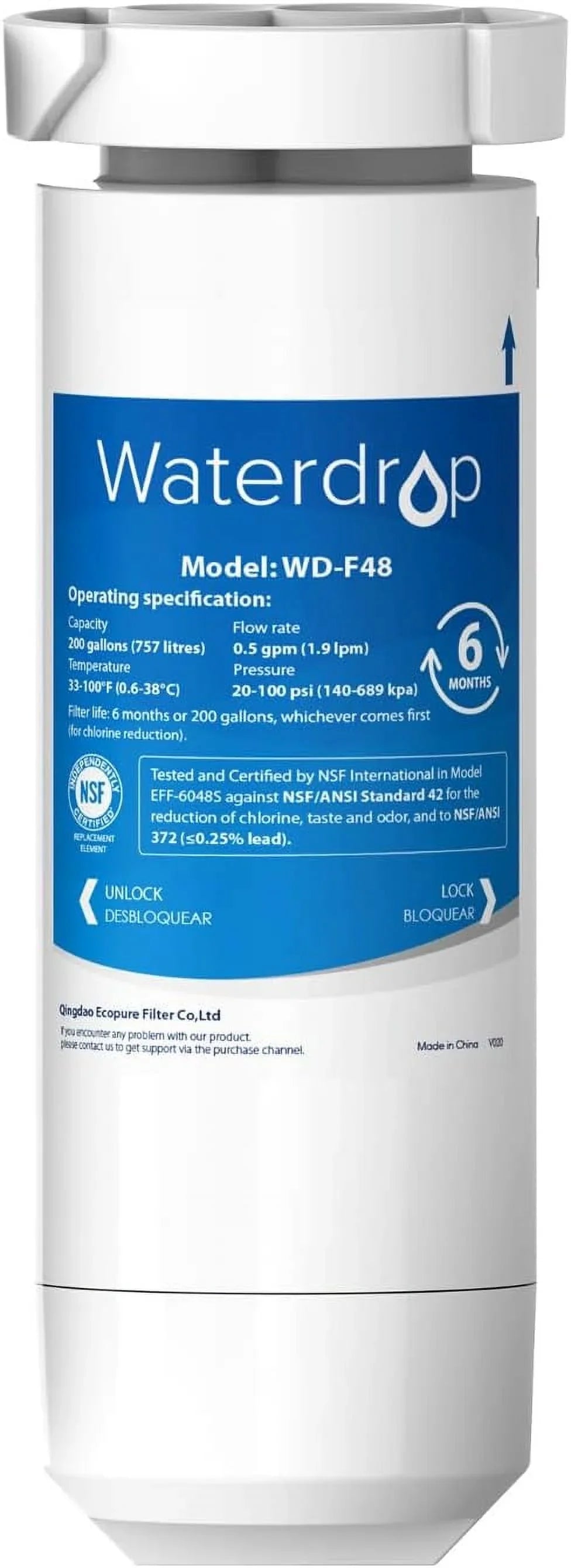 Waterdrop XWF NSF Certified Replacement for GE® XWF Refrigerator moisture Filter, 1 Filter (Package may vary)