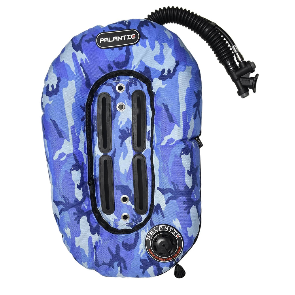Palantic Neptune Pro Diving Donut Wing Single Tank 30lbs, Blue Camo w/ Black Accent