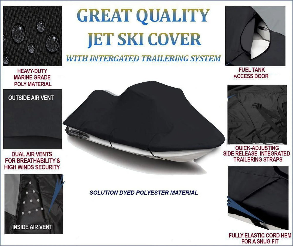 BLACK 600 DENIER JetSki protector suitable for Jet Ski PWC Watercraft shield Polaris SL 700 DLX 1997 1-2 Seater