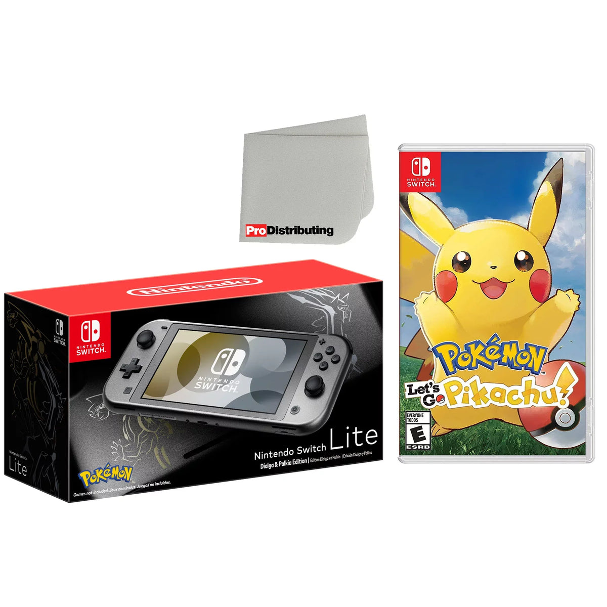 Nintendo Switch Lite Pokemon Dialga & Palkia Edition 32GB Handheld Video Game Console with Pokemon: Let's Go, Pikachu! Game Bundle